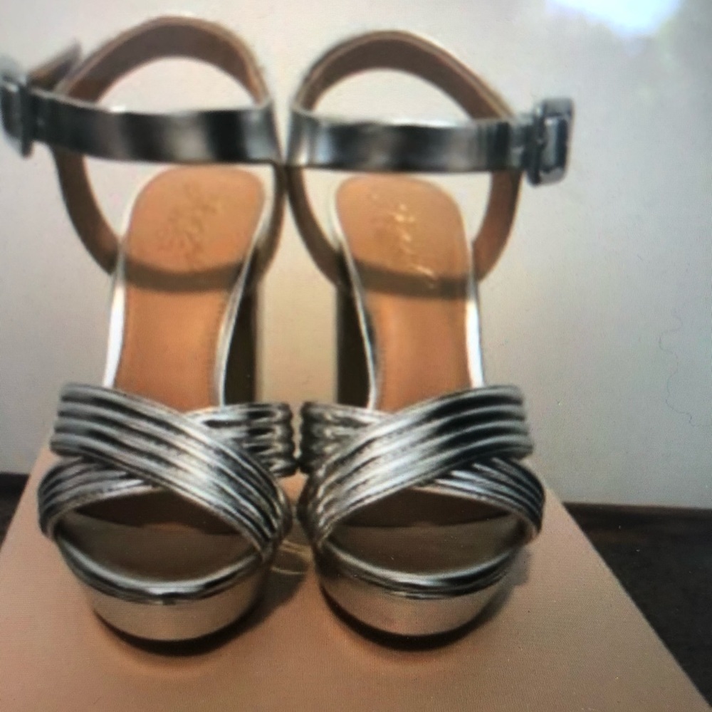 Badgley Mischka silver Platform Sandals Brand New